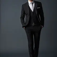 Красивый черный дружки костюм Slim Fit Жених Смокинги для женихов 3 предмета мужские свадебные Пром ужин Костюмы(куртка+ Брюки для девочек+ жилет) homens TERNO