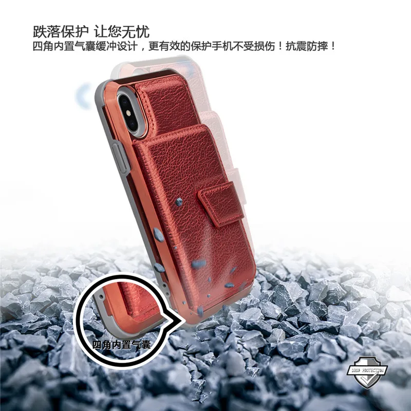 Lxuruy зеркальные одноцветные чехлы бумажники для iPhone X XS MAX XR 6 6s 7 8 Plus Флип Кожаные