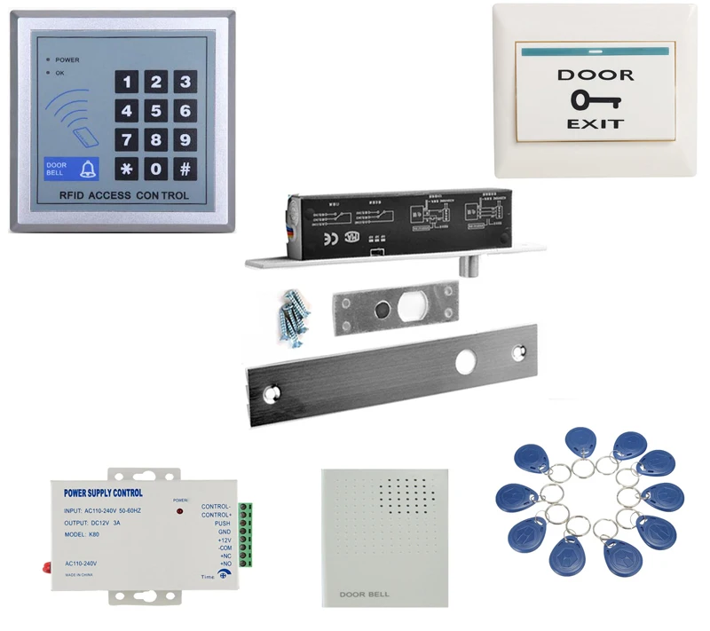 

with keypad NO/NC Electric Drop Bolt Door Lock DC 12V Electric Lock Fail safe/Secure Gate Door Entry Access Control System kit