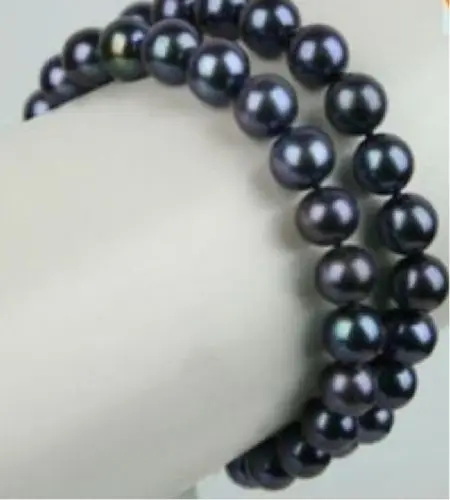 

Free Shipping >>>>> VERY BEAUTIFUL NATURAL 9-10MM BLACK SOUTH SEA BLACK BRACELET 7.5-8" 14k