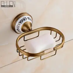Elegant Antique Bronze Bathroom Accessories Set with Ceramic Accents - Includes Towel Shelf, Towel Holder, Toilet Paper Holder, and Robe Hook (Soap Basket)