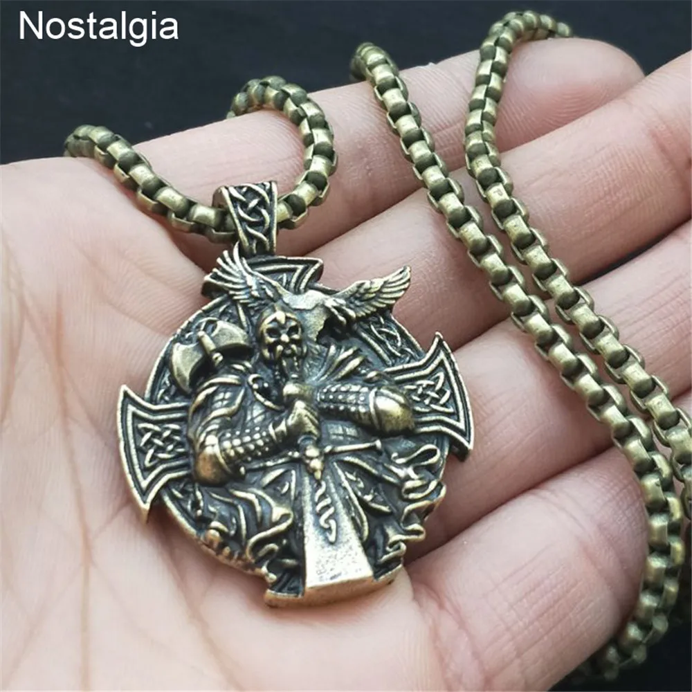 Odin Axe And Raven Amulet Norse Cross Helena Rosova колье с кулоном в стиле викингов Wiccan языческий амулет Jewlery