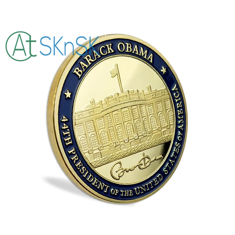 1pc-44-я печать Президента США Барака Обамы Белый дом Орел подписанный вызов коллекционные монеты подарки