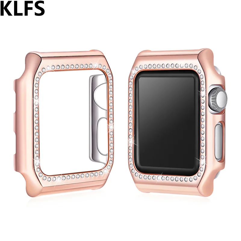 KLFS for Apple Watch 38mm/42mm PC Hard Cover for Apple Watch case Series 1/2/3 Frame Protect Cover Bling Crystal Diamonds