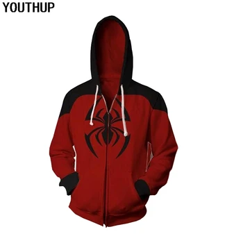 

YOUTHUP 2020 Cosplay Spiderman 3D Hoodies Men Coat Print Hooded Sweatshirts With Pocket Long Sleeve Hoodies Men Tops Streetwear