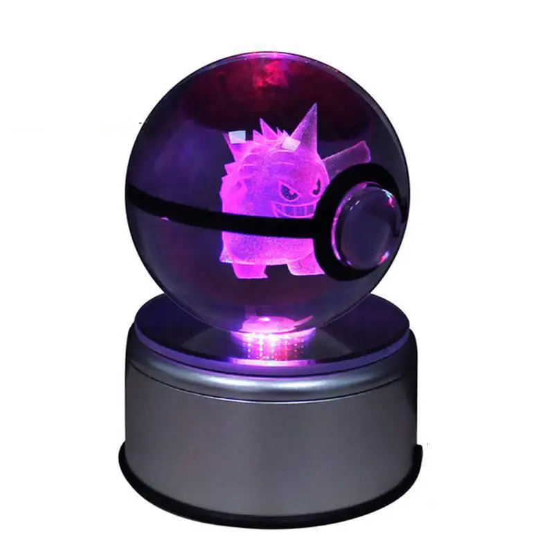 

Gengar 8cm 3d Laser Go Crystal Ball Mew Led Night Light Magic Ball For Children Christmas Gifts Novelty 3d Led Lamp