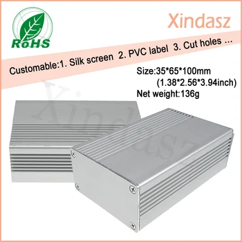 

2pcs/lot 100*65*35mm(L*W*H) Aluminum Project Box Enclousure Case Electronic aluminum box aluminum amplifier chassis