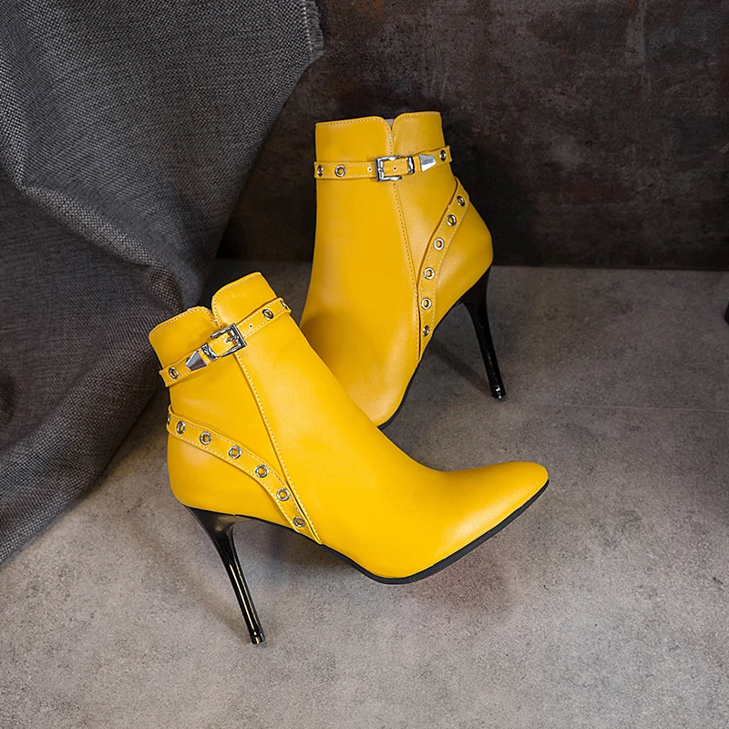 

New Fashion Solid Color Autumn Winter Women Boots Suede Female Side Zipper Boots Vintage Fashion Ankle Metal Buckle Boots