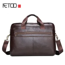AETOO мужской портфель кожаная мужская сумка воловья сумка повседневная сумка для ноутбука Бизнес-пакет