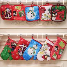 Рождественская рукавица и прихват для микроволновой печи, изоляционные перчатки, держатель для горшка, утолщенные Нескользящие кухонные перчатки для приготовления пищи и выпечки, высокотемпературные перчатки для духовки