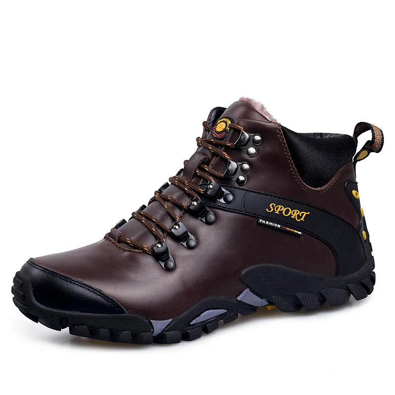 

Men Leather Waterproof Hiking Shoes Slip Resistant Shoes, Climbing Shoes Comfort Durable Shoes High hk010
