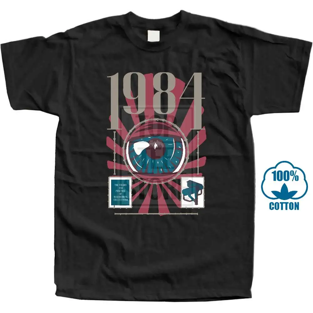 

Men T Shirt Plus Size Blue Yellow Navy Summer T-Shirts For Men Dystopia 1984 Tshirt Retro Metaphysical T Shirts Abstract 2018