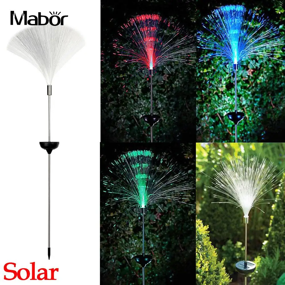 Solar Power Fibre Optic RGB Color Changing LED Garden Light Lamp