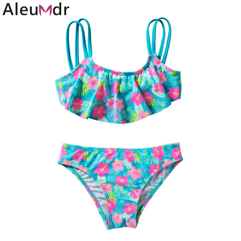 

Aleumdr Kids Baby Swimming Clothing Bikini Beachwear Summer Girls Ruffle Flower Print 2 Piece Swimsuit Set Bathing Suit TZ410009