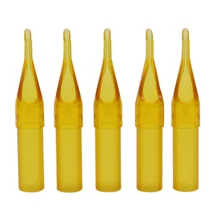 50 шт Типсы для татуировки стерильные Ассорти пластиковые круглые одноразовые Типсы для татуировки желтые насадки трубка для перманентного макияжа Иглы для татуировки