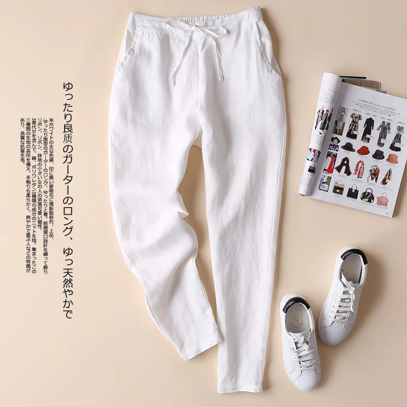2019 New Linen Casual Women Pants Comfortable Loose Thin Linen Elastic Waist Women's Trousers 2019 New Linen Casual Women Pants Comfortable Loose Thin Linen Elastic Waist Women's Trousers