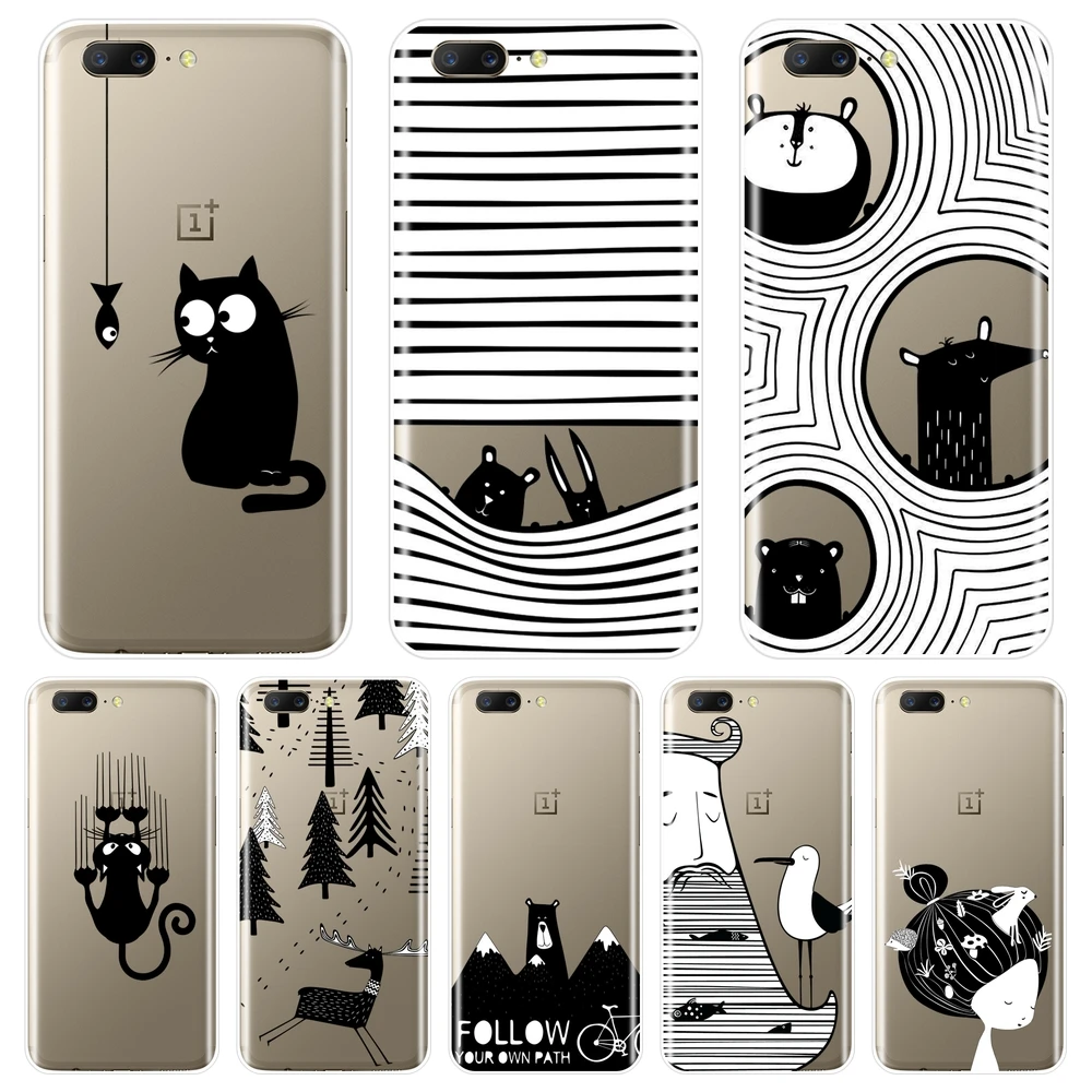 

Back Cover For One Plus 6 6T 5 5T 3 3T Silicone Soft Black Cat Dog Rabbit Bear Deer Phone Case For OnePlus 6 6T 5 5T 3 3T Case