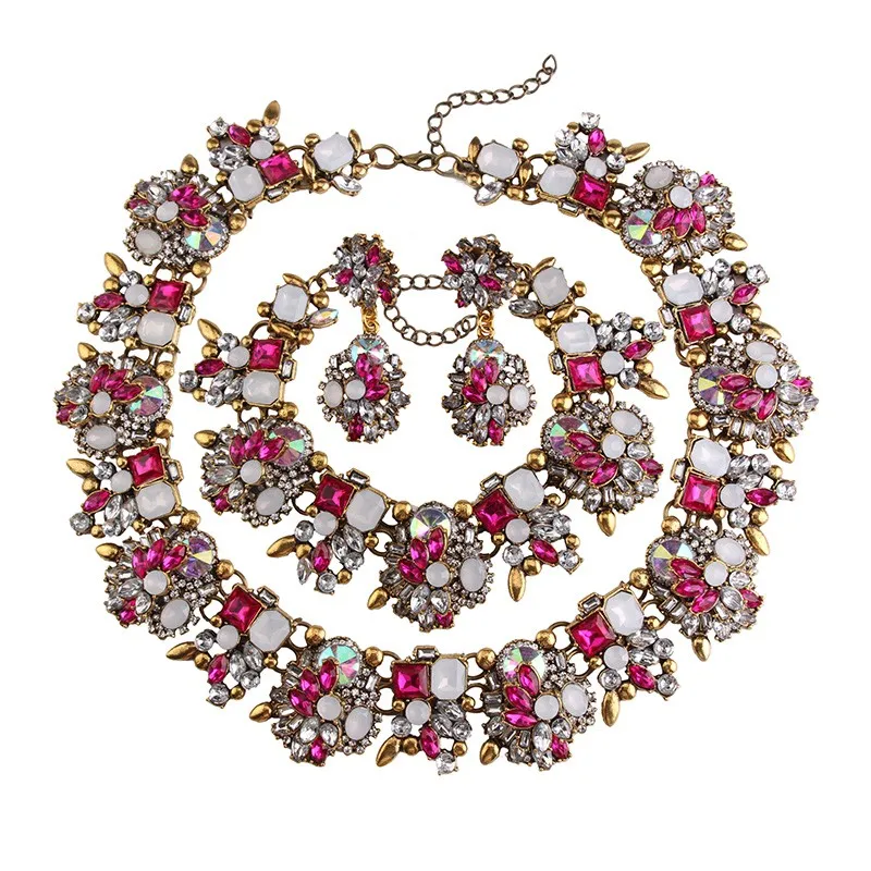 Лучшее женское Брендовое винтажное ожерелье с драгоценными камнями белого цвета AB, массивное ожерелье, роскошное Длинное колье 3281