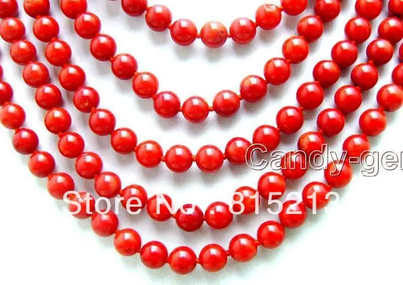 

ddh00106 SALE Red 6-7mm Round natural coral 5 Strands necklace & Big Shell Clasp 28% Discount