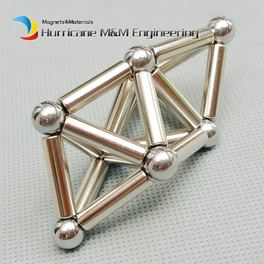 84 pcs Toy Set NdFeB Rod and Steel Balls Silver Color Neodymium