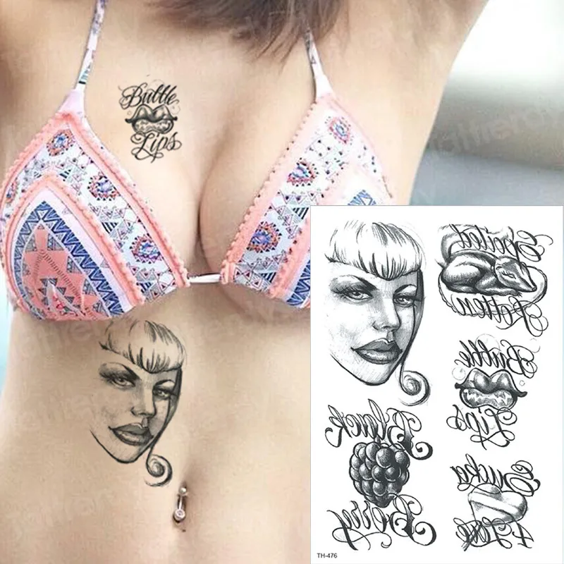 

temporary tattoo women face tattoos heart black tatoo halloween body stickers temporary fashion tattoos bikini summer tattoo men