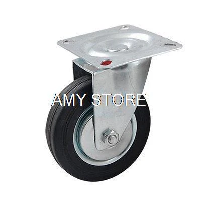 GoaEin 4 Heavy Duty Swivel Castor Wheels 100mm Transport Rubber Casters for Trolley Furniture Industry Color : Black, Size : 4in GoaEin 4 Heavy Duty Swivel Castor Wheels 100mm Transport Rubber Casters for Trolley Furniture Industry Color : Black, Size : 4in