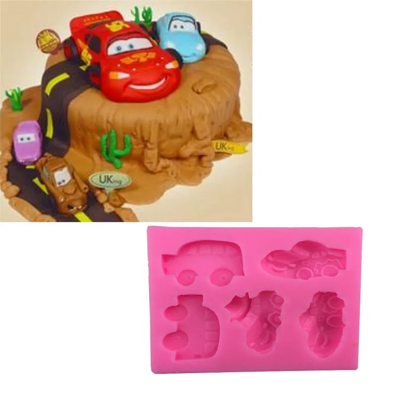 

5Pcs Cartoon Car Shape Silicone Cake Mold,Cookie Ice Jelly Chocolate Baking Mould Sugar Craft Fondant Cake Decorating Tools