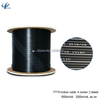 

Hot sale 1000m/roll 4 Core 2 steel ftth cable 4 core fiber optic drop cable LSZH sheath SM outdoor FTTH cable 8mm or 6mm