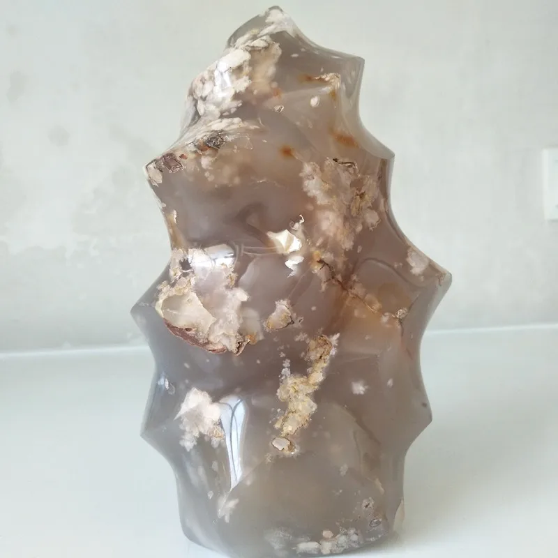 100% Natural stone sakura agate crystal flame home decoration agate ice cream geomantic agate small stones and healing crystals