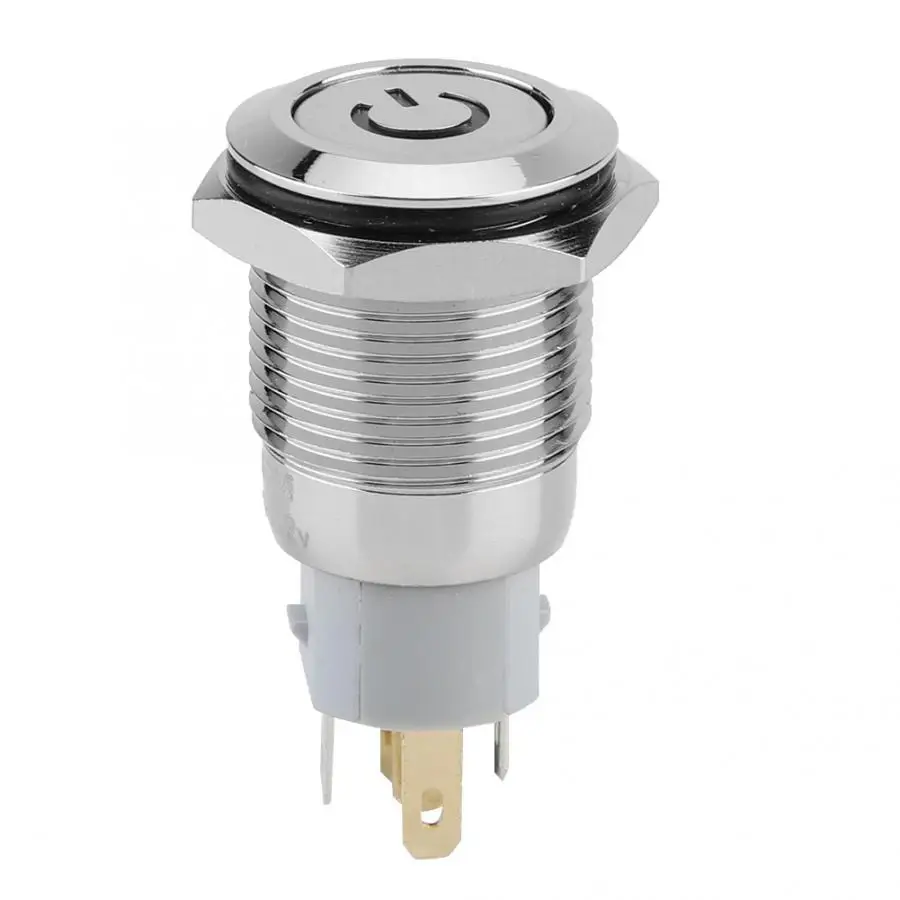 

40pcs 16mm Self-locking Metal Push Button Switch Flat Head 12V LED Light 5-Pin Switch