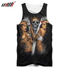 UJWI, мужской жилет, фабричная, для бодибилдинга, 3D, без рукавов, рубашка с принтом короны, красивый череп, повседневные, негабаритные, Костюмные, мужские майки