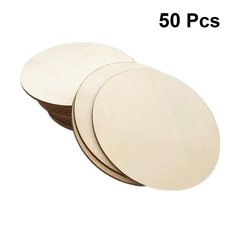 

50pcs 60mm Unfinished Wooden Round Circles Ring DIY Painting Wood Piece DIY Decorations Embellishment Ornament A3
