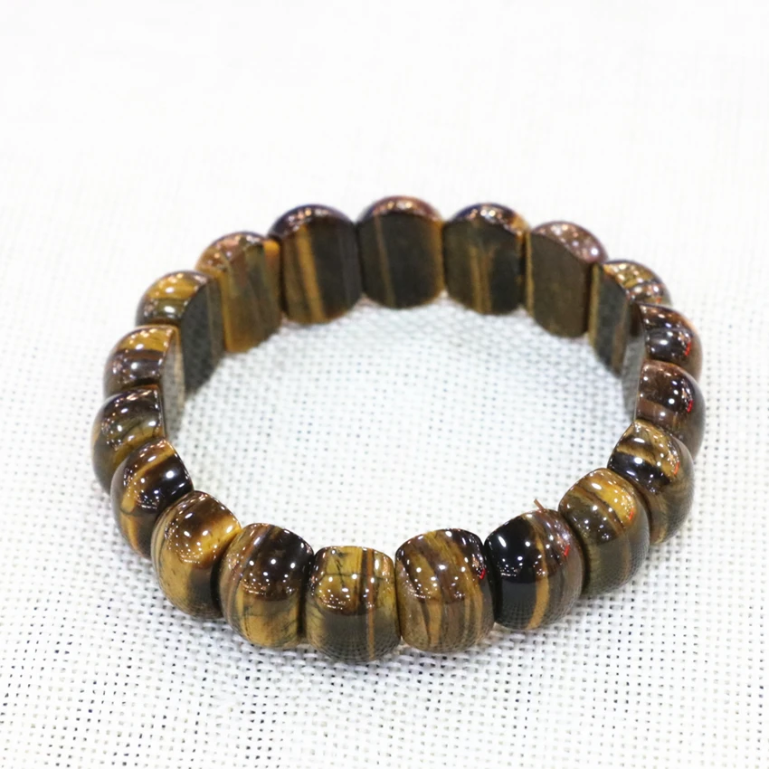 Bracelets &amp Bangles For Women Natural Stone Tiger Eyes Yellow Geometry Beads Manual 11x15mm Strand Men Diy Jewelry 7.5inch B3274 |