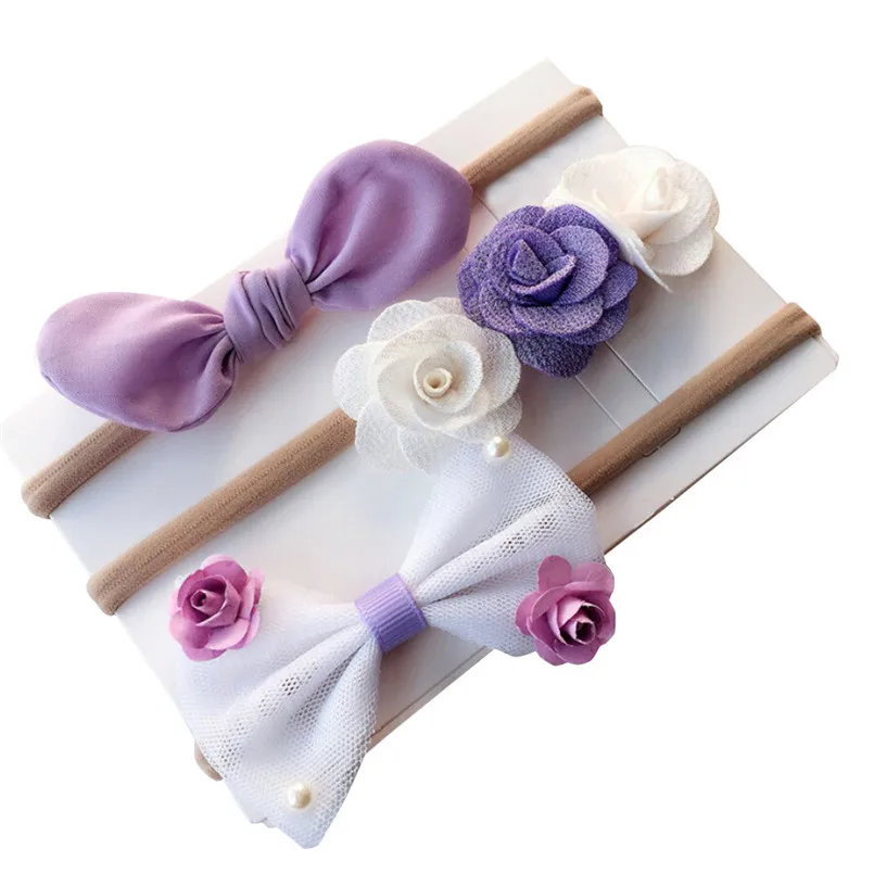 Headwear Baby girls hairbnand 3Pcsset Kids Girl Baby Toddler Bow Headband Hair Band Headwear Bebes acessorios #4A30 (4)