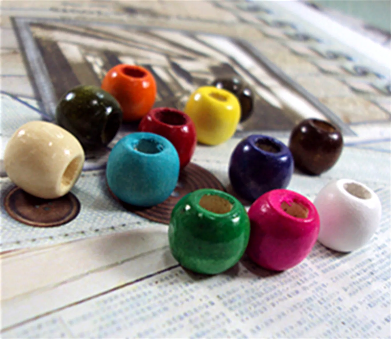 

50pcs/lot 12mm Mixed Colors Large Hole Wooden Beads Making DIY Bracelet Necklace Loose Beads Jewelry Accessories