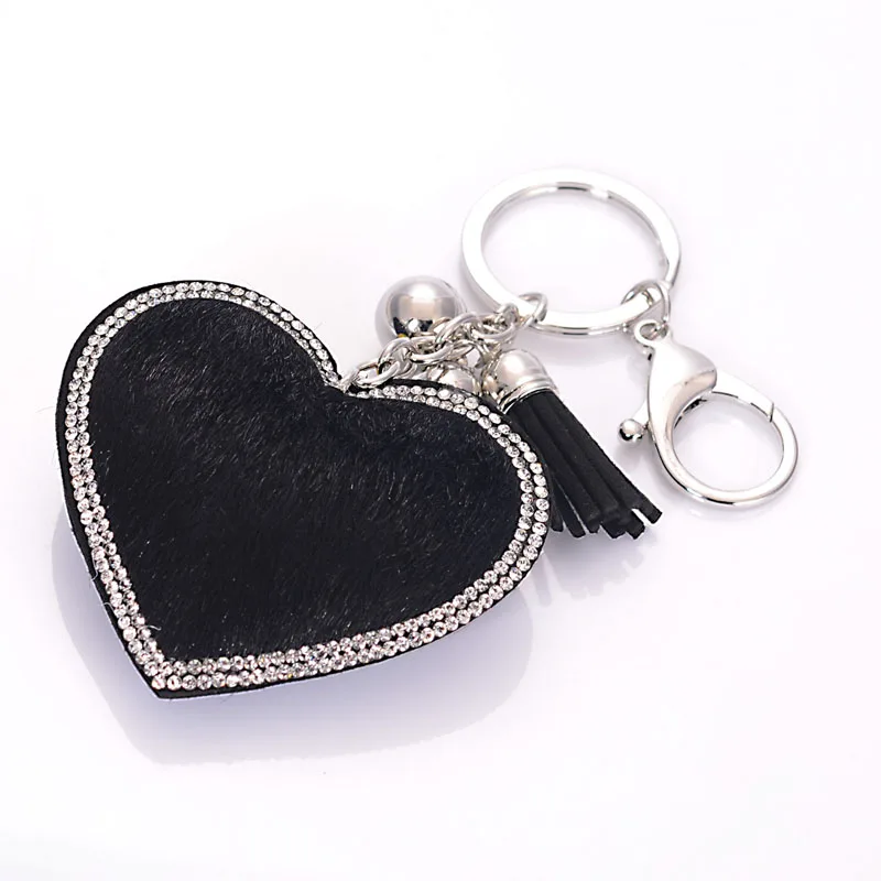 Heart Crystal Rhinestone Handbag Charm Pendant Keychain Bags Keyring Key Chain