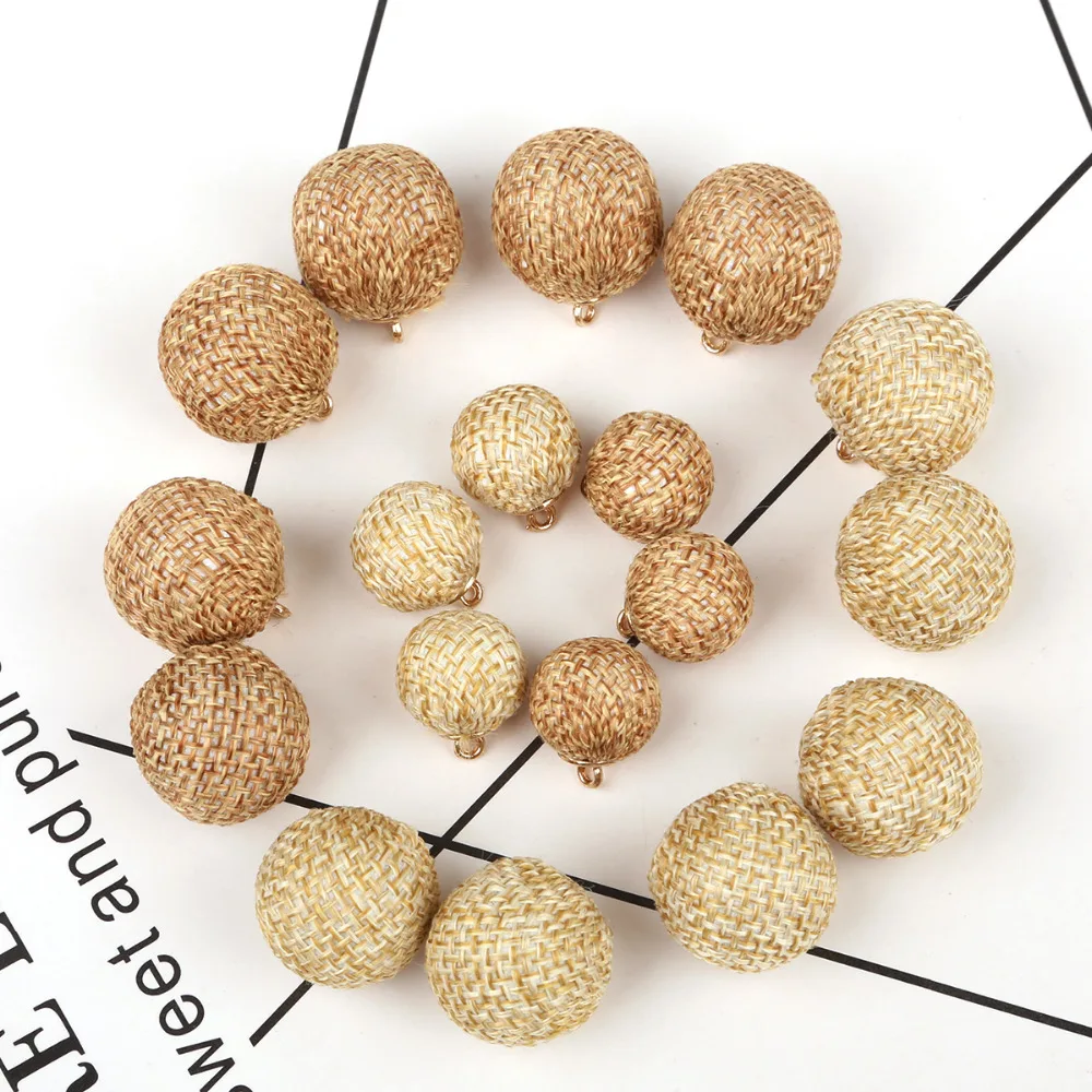 

Wholesale 10 Pcs Burlap Jute Hemp Beads Earring Pendant For Women DIY Jewelry Necklace bracelet Making