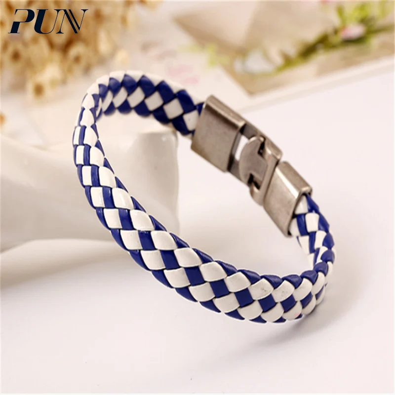 

PUN personalized leather braided charm bracelet charms male female femme men braclet hand chain braslet mens bracelets 2018 punk