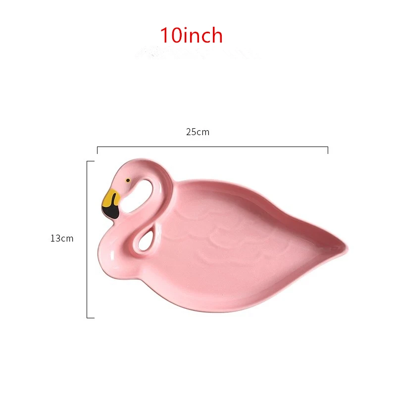 Ins креативная керамическая тарелка для столовых приборов с фламинго, тарелка для хлеба, закуски, десертная Фруктовая тарелка 6,5/10 дюймов, китайские тарелки и тарелки, наборы - Цвет: 10inch