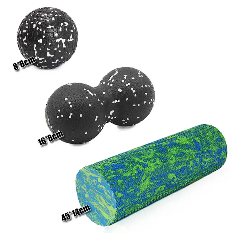 Gym Fitness Yoga Foam Roller Peanut Ball Set Pilates Block Peanut Massage Ball for Therapy Relax Exercise Relieve Stress - Цвет: Зеленый