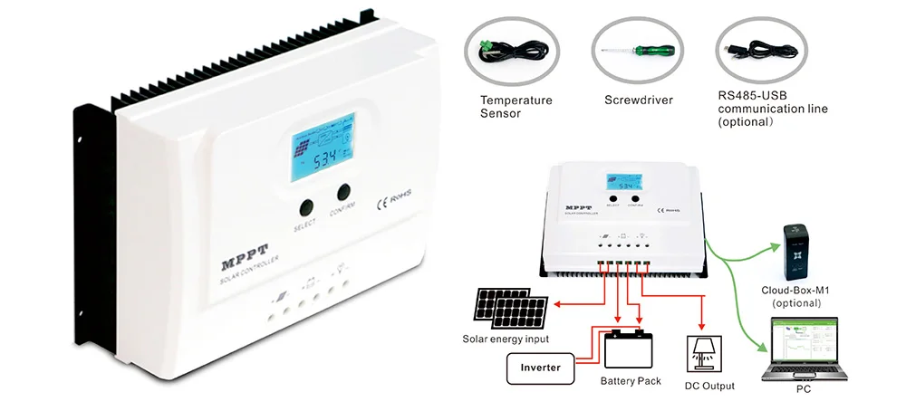 MPPT Контроллер заряда 15A для 12 V 24 V не ШИМ регулятор зарядного устройства макс. pv вход напряжение 100 V с RS485& 5 V USB