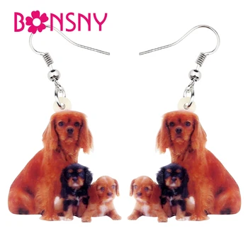 

Bonsny Acrylic Sweet Cavalier King Charles Spaniel Dog Earrings Drop Dangle Animal Jewelry For Women Girl Pet Lovers Gift Bijoux
