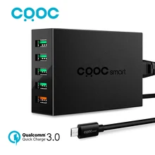 CRDC 5-Port USB Charger Quick Charge 3.0 Station with Micro-USB Cable for Samsung Galaxy Xiaomi mi5 iPhone iPad Meizu Huawei