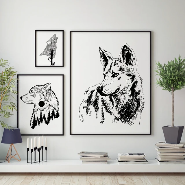Wolf Wall Art wild animal wolf wall art print pictures , hand drawn wolf canvas Wolf Wall Art wild animal wolf wall art print pictures , hand drawn wolf canvas
