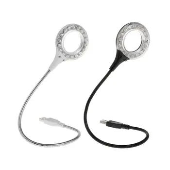 

Ring LED Light USB Table Desk Lamp 5V Bright Bulb Flexible Gooseneck Adjustable Angle Reading Camping Powerbank Laptop Desktop