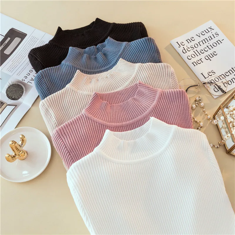

2019 New Turtleneck Knitted Sweater Female Casual Pullover Women Autumn Winter Tops Korean Sweaters Fashion Women Sweater Jumper