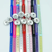 10 шт. смешанные ручной работы модные яркие горный хрусталь веревка кнопки браслеты длина 22 см fit 18 мм кнопки SE0001