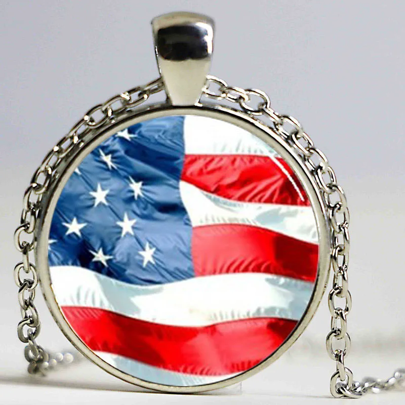 Handmade Item United States of America Flag Pendant, USA Necklace