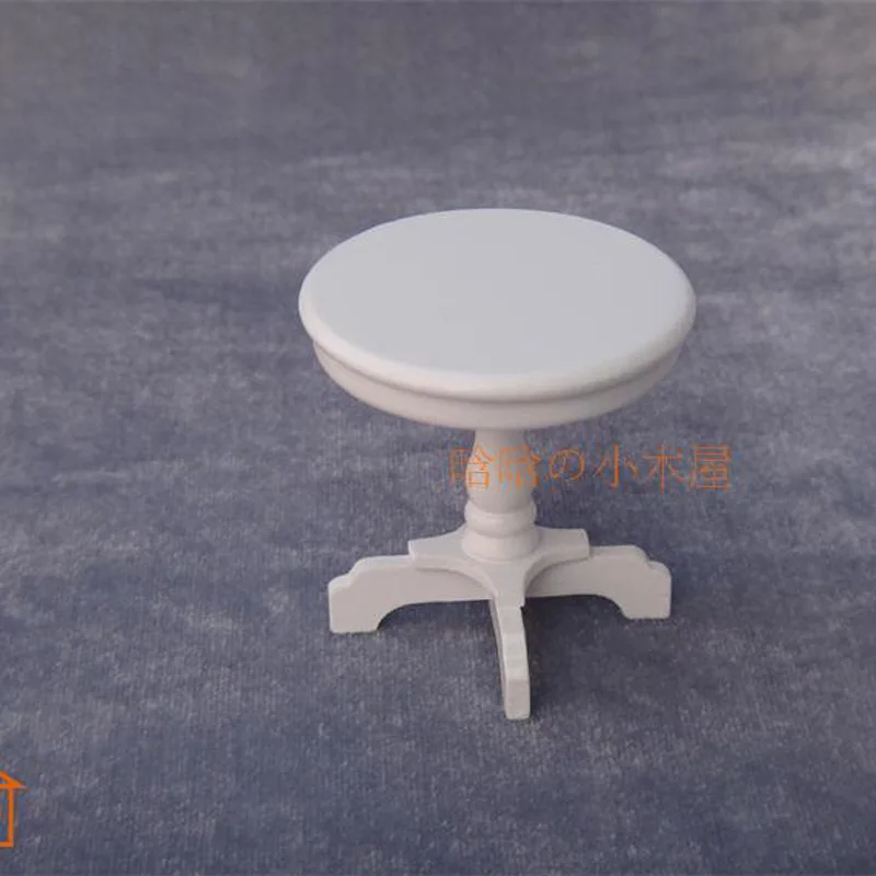 مصغرة دمية مصغرة جولة نهاية الجدول طاولة القهوة الأثاث الخشبي الأبيض لون الطفل اللعب