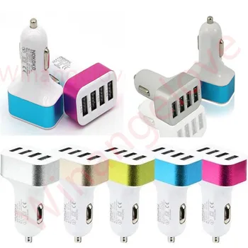 

4 Port Aluminum USB Car Charger USB Adapter for iphone 8 7 6s 6 plus 5 for Samsung s6 edge